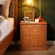 Vintage Solid Wood Bedroom Nightstand With Brass Knobs